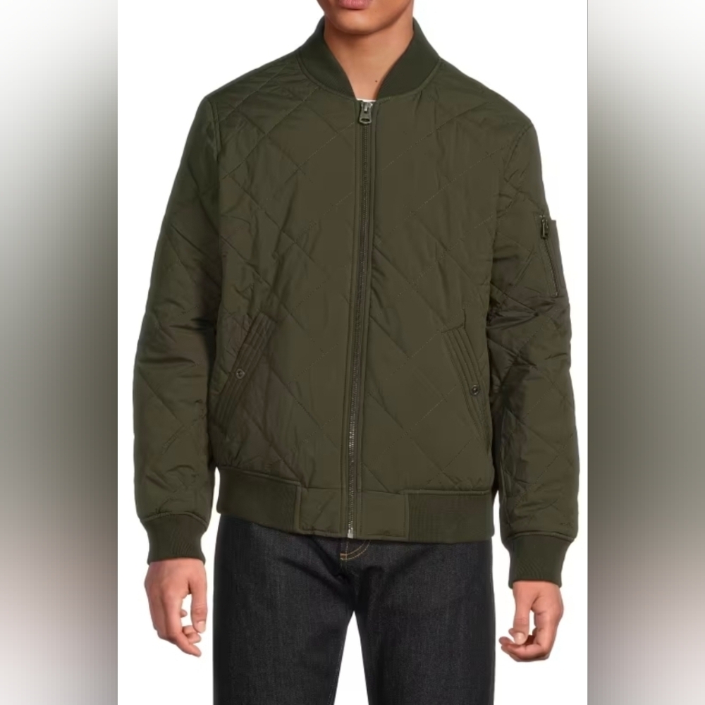 Levi's Size Small Or Large Mens Diamond Quilted Bomber Jacket Classic Fit Olive